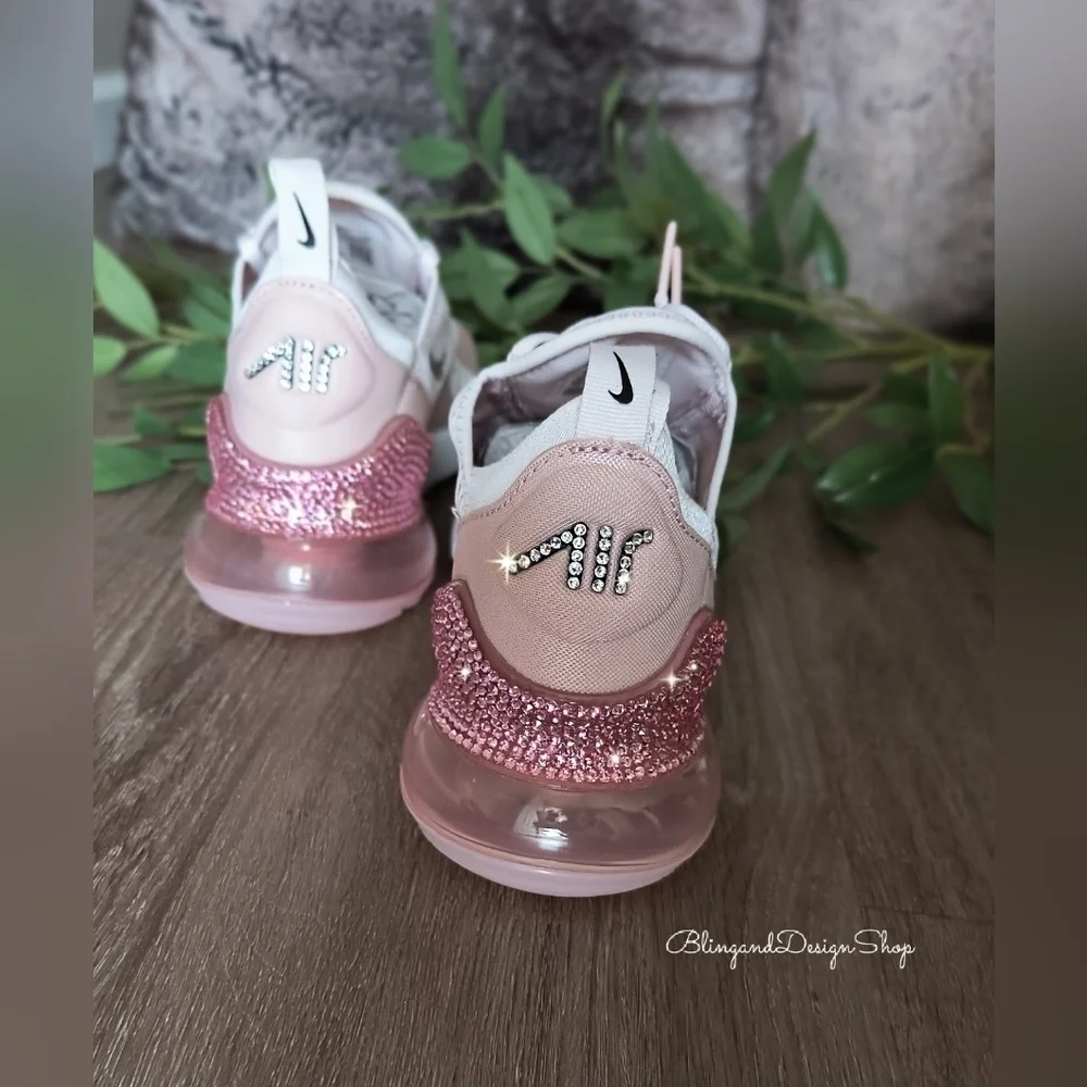 Nike Air Max 270 Pink Sneakers made with Swarovski Crystals Custom